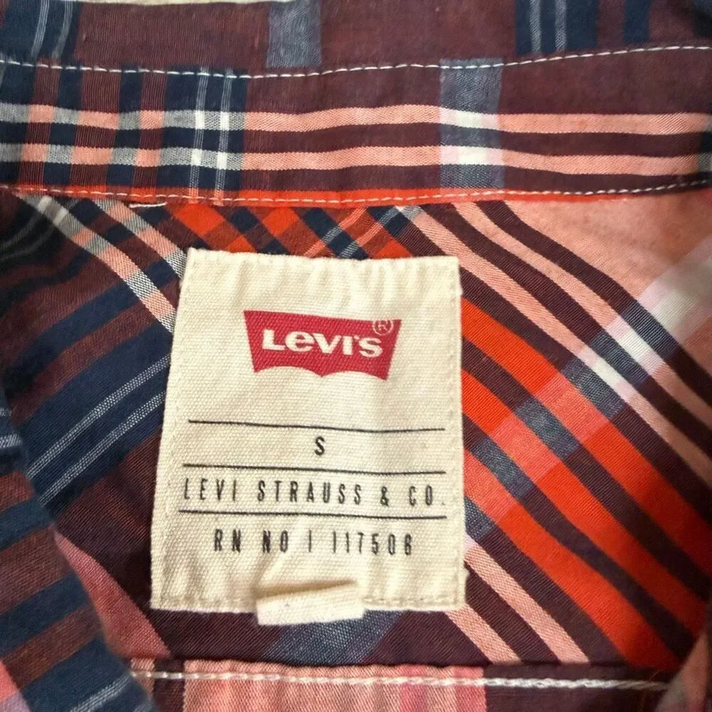 Levi's vintage men’s cotton blend short-sleeve button-down shirt plaid size S